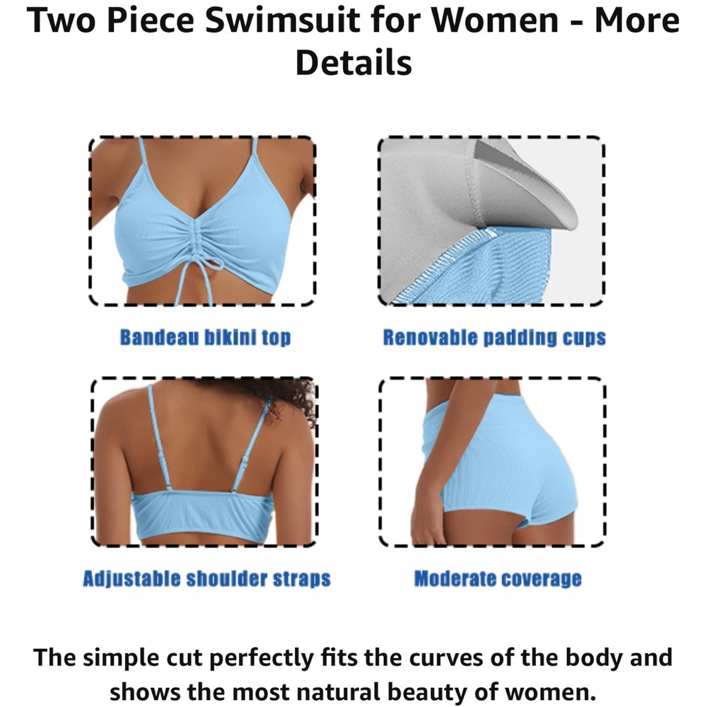 Light Blue Ruched Bikini Set - Picture 7 of 9